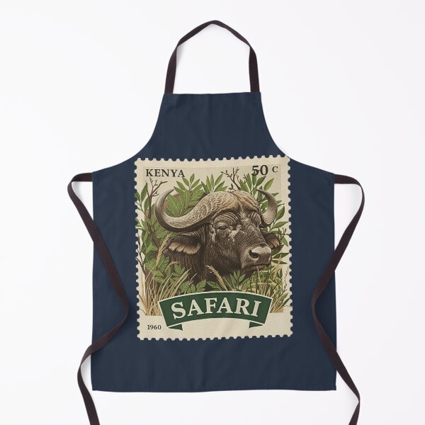 Item preview, Vintage Kenya Safari African Buffalo Stamp Art designed and sold by d247.
