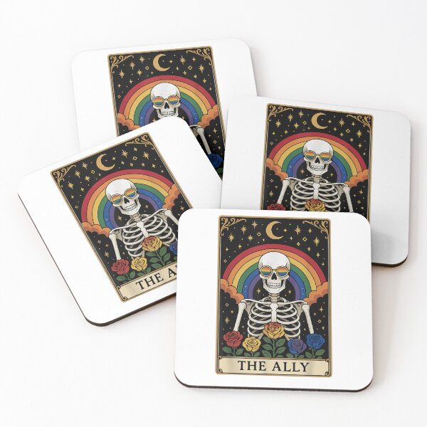Item preview, The Ally Tarot Card Skeleton Rainbow Glasses Roses Pride Gay LGBT designed and sold by KarimeRenin.