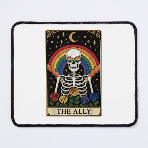 Item preview, The Ally Tarot Card Skeleton Rainbow Glasses Roses Pride Gay LGBT designed and sold by KarimeRenin.