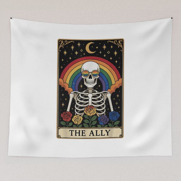 Item preview, The Ally Tarot Card Skeleton Rainbow Glasses Roses Pride Gay LGBT designed and sold by KarimeRenin.