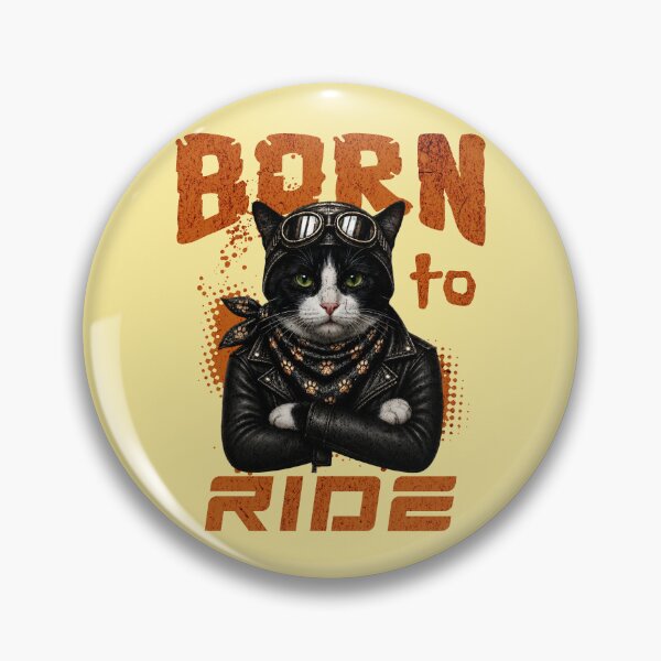 Item preview, Tuxedo Cat Biker Design – Born To Ride Funny Motorcycle Tuxedo Cat Gift designed and sold by PixelsPaws.