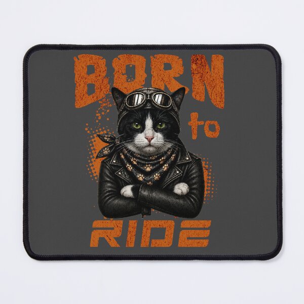 Item preview, Tuxedo Cat Biker Design – Born To Ride Funny Motorcycle Tuxedo Cat Gift designed and sold by PixelsPaws.