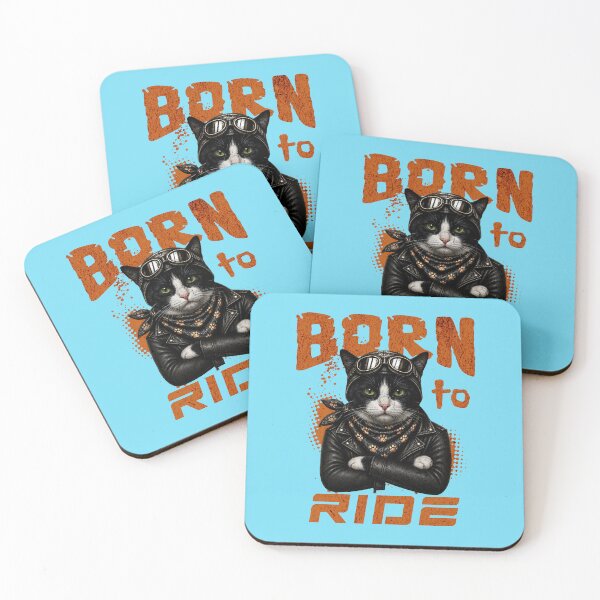 Item preview, Tuxedo Cat Biker Design – Born To Ride Funny Motorcycle Tuxedo Cat Gift designed and sold by PixelsPaws.