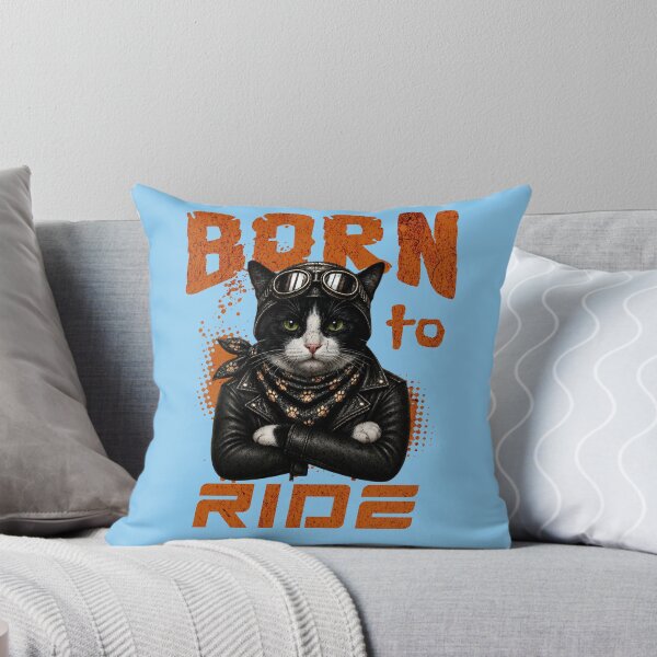 Item preview, Tuxedo Cat Biker Design – Born To Ride Funny Motorcycle Tuxedo Cat Gift designed and sold by PixelsPaws.
