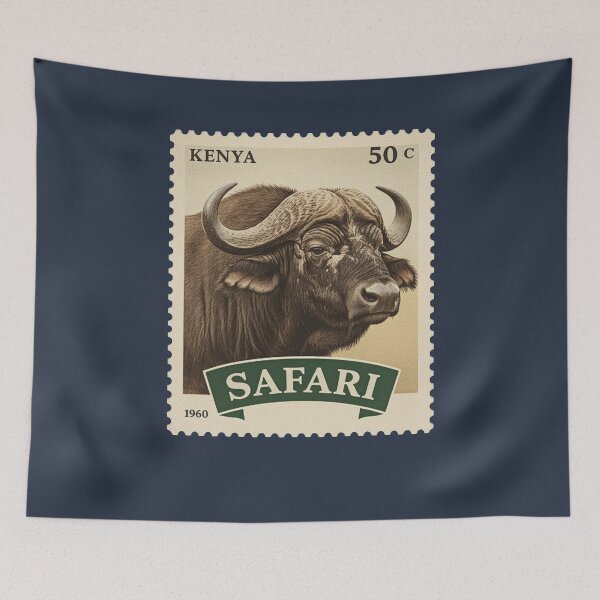 Item preview, Vintage Kenya Safari African Buffalo Stamp designed and sold by d247.