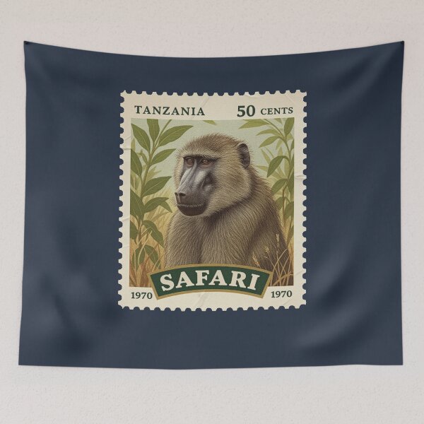 Item preview, Vintage Tanzania Baboon Safari Postage Stamp designed and sold by d247.