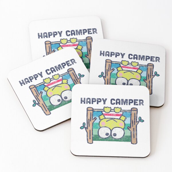 Item preview, Happy Camper Cute Frog Upside Down Hanging Vintage Cartoon Style Forest Design designed and sold by AraceLidway.
