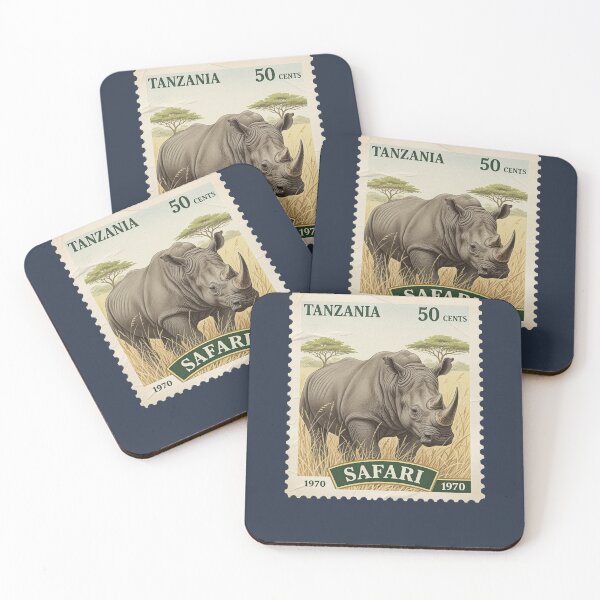 Item preview, Vintage Tanzania Safari Rhino Postage Stamp designed and sold by d247.
