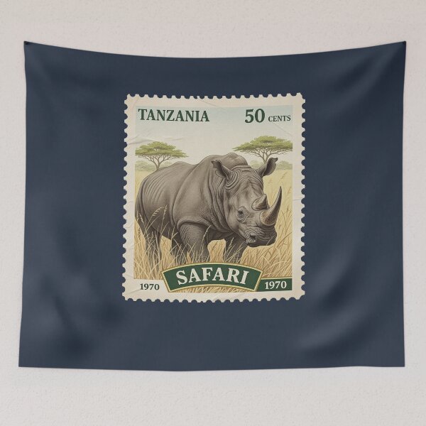 Item preview, Vintage Tanzania Safari Rhino Postage Stamp designed and sold by d247.