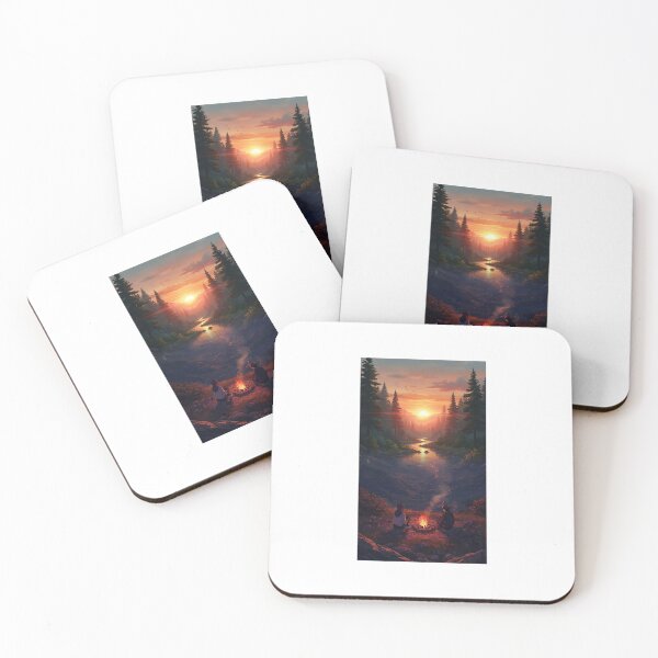 Item preview, "Shared Light: Sunset Campfire by the Silent River" designed and sold by VigiliaSombras.