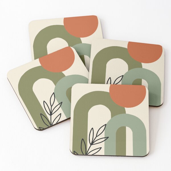 Item preview, Mid-Century Modern Abstract Arches and Terracotta Sun designed and sold by AliAltinelArt.