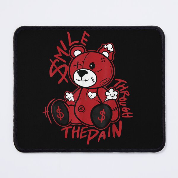 Item preview, Smile Through The Pain Red Teddy Bear Dollar Sign Broken Heart Streetwear Design designed and sold by KenveLaova.