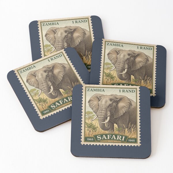 Item preview, Vintage Zambia Elephant Safari Postage Stamp Art designed and sold by d247.