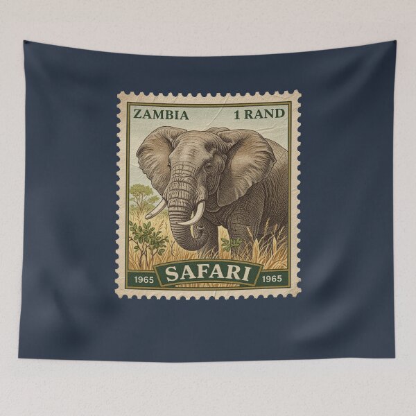 Item preview, Vintage Zambia Elephant Safari Postage Stamp Art designed and sold by d247.