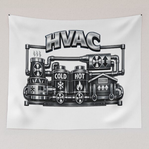 Item preview, HVAC Technician Blueprint Design - Heating & Cooling System Diagram - HVAC Tech Gift designed and sold by FrozenHeat97.