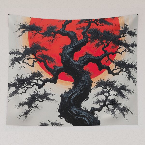 Item preview, Ancient tree with red sun, Japanese wall art, Japanese decoration designed and sold by paulrommer.