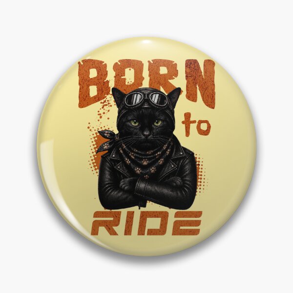 Item preview, Black Cat Biker Design – Born To Ride Funny Motorcycle Black Cat designed and sold by PixelsPaws.
