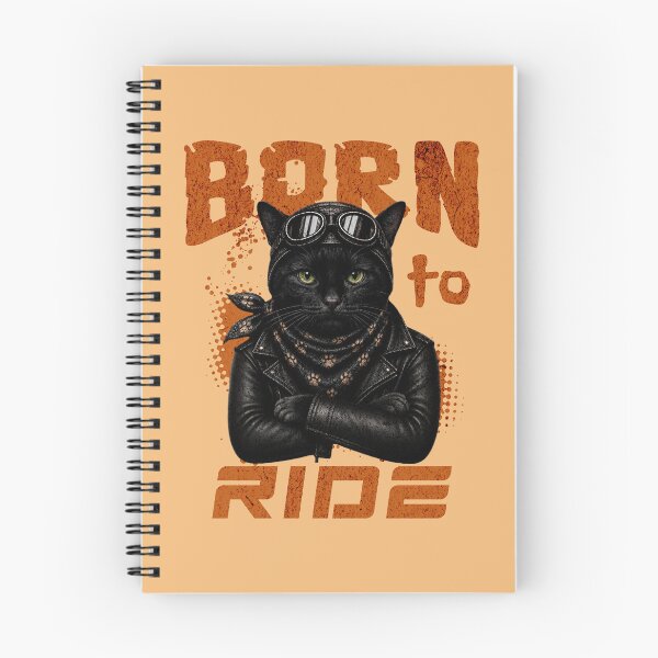 Item preview, Black Cat Biker Design – Born To Ride Funny Motorcycle Black Cat designed and sold by PixelsPaws.