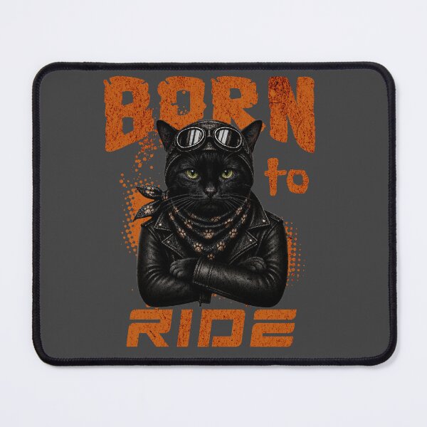Item preview, Black Cat Biker Design – Born To Ride Funny Motorcycle Black Cat designed and sold by PixelsPaws.