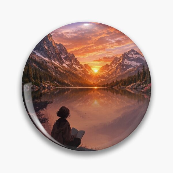 Item preview, "Pages at Sunset: Reading by the Mountain Lake" designed and sold by VigiliaSombras.