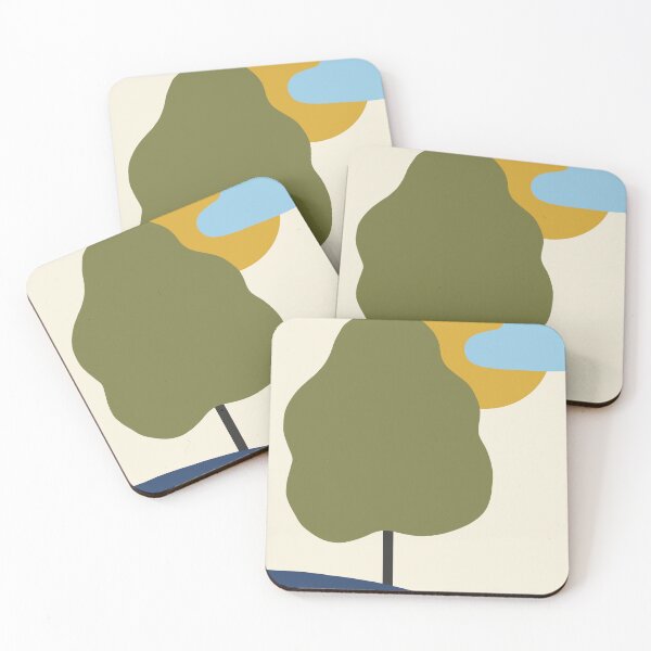 Item preview, Minimalist Abstract Tree Landscape with Sun and Cloud designed and sold by AliAltinelArt.