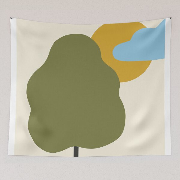 Item preview, Minimalist Abstract Tree Landscape with Sun and Cloud designed and sold by AliAltinelArt.