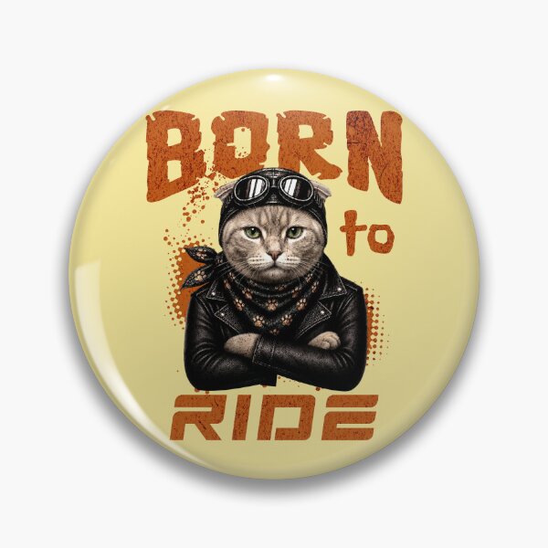Item preview, Scottish Fold Cat Biker Design – Born To Ride Funny Motorcycle Scottish Fold Print designed and sold by PixelsPaws.