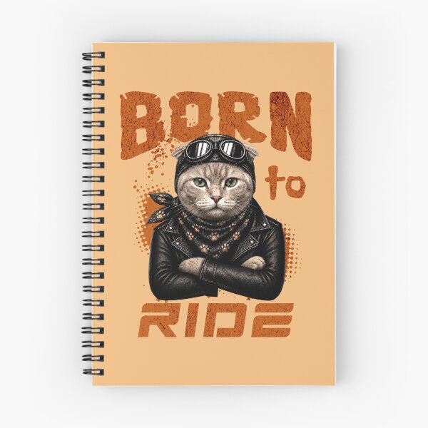 Item preview, Scottish Fold Cat Biker Design – Born To Ride Funny Motorcycle Scottish Fold Print designed and sold by PixelsPaws.