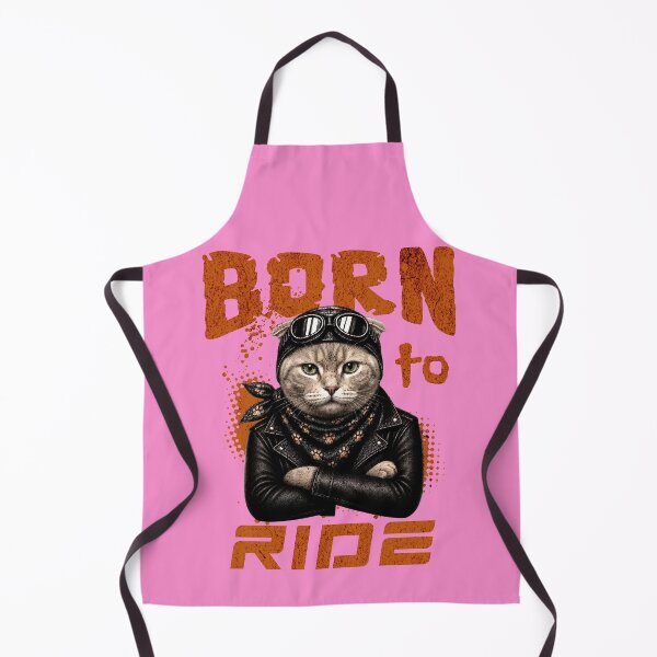 Item preview, Scottish Fold Cat Biker Design – Born To Ride Funny Motorcycle Scottish Fold Print designed and sold by PixelsPaws.