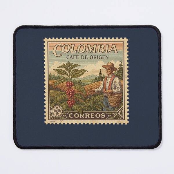 Item preview, Vintage Colombia Coffee Farmer Stamp Art designed and sold by d247.