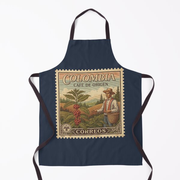 Item preview, Vintage Colombia Coffee Farmer Stamp Art designed and sold by d247.