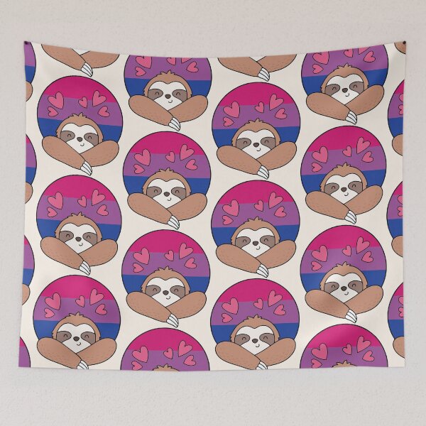 Item preview, LGBTQ Sloth - Kawaii Bisexual Sloth With Hearts designed and sold by Cannaxes Studio.