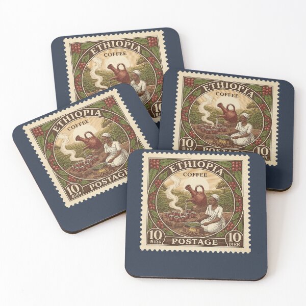 Item preview, Vintage Ethiopian Coffee Ceremony Postage Stamp designed and sold by d247.
