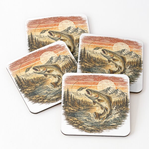 Item preview, Vintage Fishing Adventure Trout Mountain Lake Retro Design designed and sold by JustResultsCo.