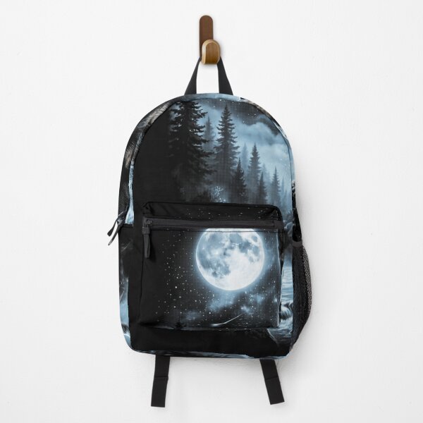Item preview, Blue Heeler Australian Cattle Dog Howling At Moon Waterfall Night Forest designed and sold by VedaSeraphina.