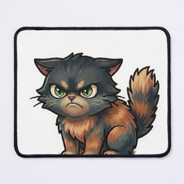 Item preview, Grumpy Fluffy Kitten-Minimalist Brown and Black Cat designed and sold by Northern Glow Art.