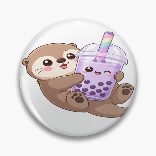 Item preview, Cute Otter Holding Bubble Tea Cartoon Art designed and sold by StickersHul.