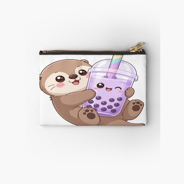 Item preview, Cute Otter Holding Bubble Tea Cartoon Art designed and sold by StickersHul.