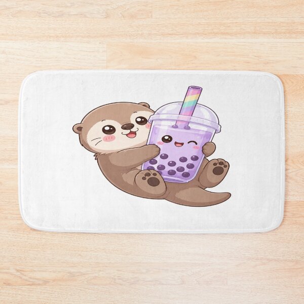 Item preview, Cute Otter Holding Bubble Tea Cartoon Art designed and sold by StickersHul.
