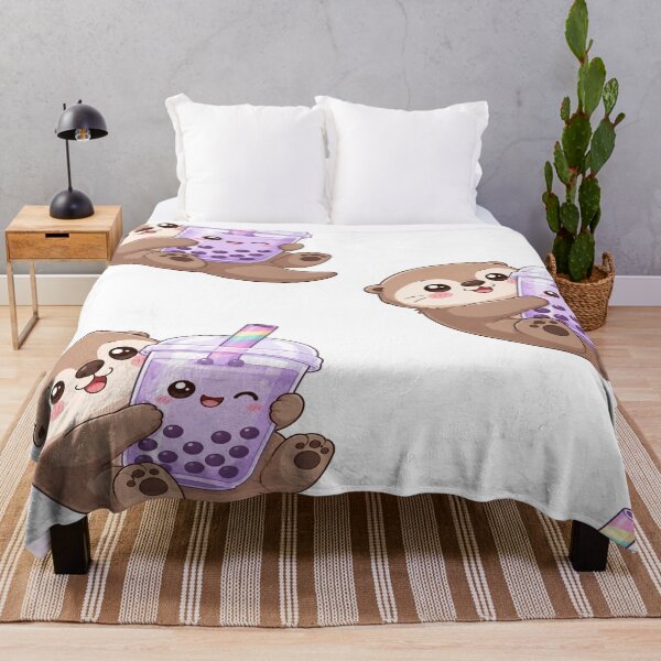 Item preview, Cute Otter Holding Bubble Tea Cartoon Art designed and sold by StickersHul.