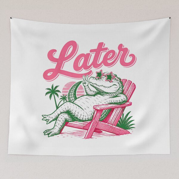 Item preview, Chill Alligator Relaxing On Beach Chair Later Retro Synthwave Vaporwave Sun designed and sold by VedaSeraphina.