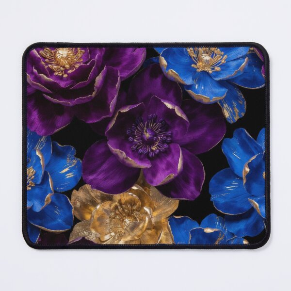 Item preview, Royal Amethyst & Sapphire Floral Pattern | Luxury Purple Blue Botanical Design | Elegant Gold Flower Artwork designed and sold by GalleryPeak.