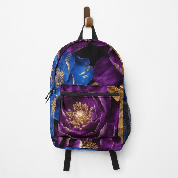 Item preview, Royal Amethyst & Sapphire Floral Pattern | Luxury Purple Blue Botanical Design | Elegant Gold Flower Artwork designed and sold by GalleryPeak.
