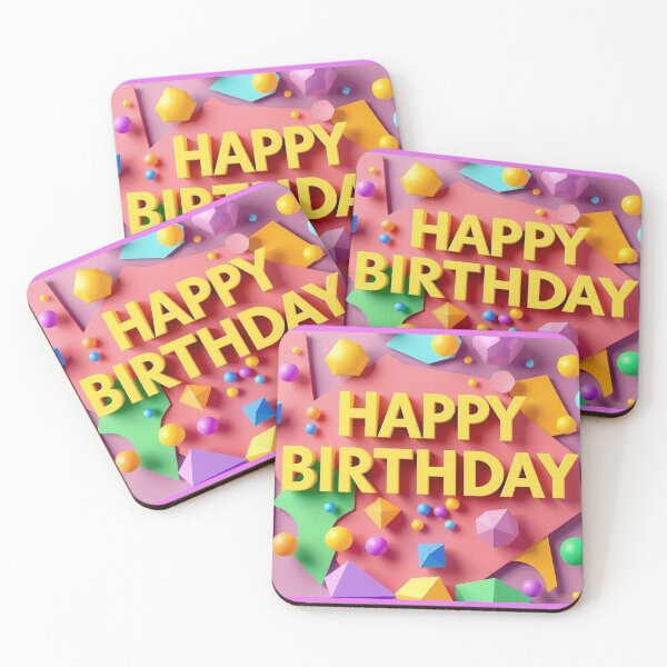 Item preview,  3D Yellow Letters Happy Birthday Card  designed and sold by IntelliMindDesigns.