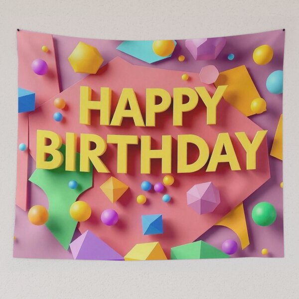Item preview,  3D Yellow Letters Happy Birthday Card  designed and sold by IntelliMindDesigns.