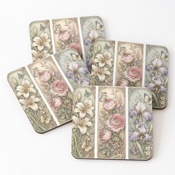 Item preview, Vintage Botanical Flower Panels designed and sold by PetalGarden.