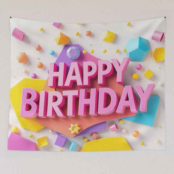 Item preview, 3D Pink Happy Birthday Card  designed and sold by IntelliMindDesigns.