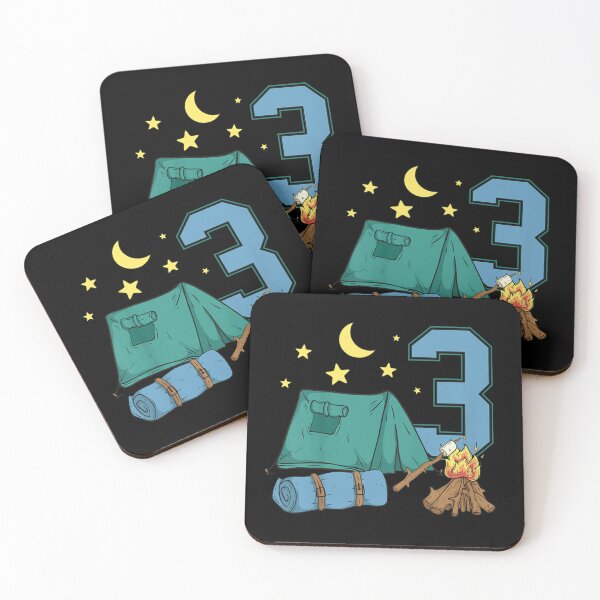 Item preview, Camping Third Birthday Boy Girl Tent Campfire Night Sky Number Three designed and sold by Phil Ben.