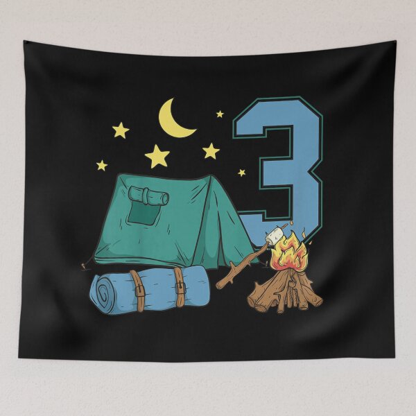 Item preview, Camping Third Birthday Boy Girl Tent Campfire Night Sky Number Three designed and sold by Phil Ben.