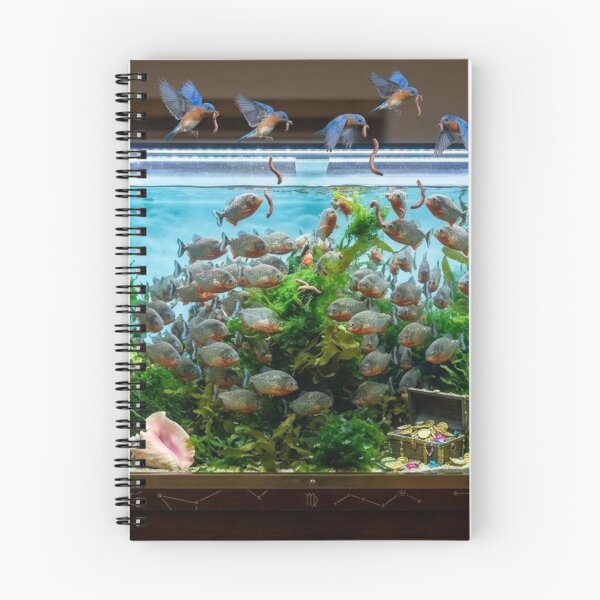 Item preview, Aquatic Piranha Aquarium with Flying Bluebirds designed and sold by Uniqueartai.